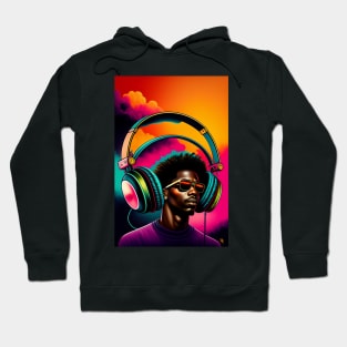 Black man listen to music graphic design artwork Hoodie